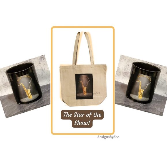 designsbydee Other - The Saxophone-Star of the Show-Gusseted Cotton Canvas Tote, Coffee Mug Combo